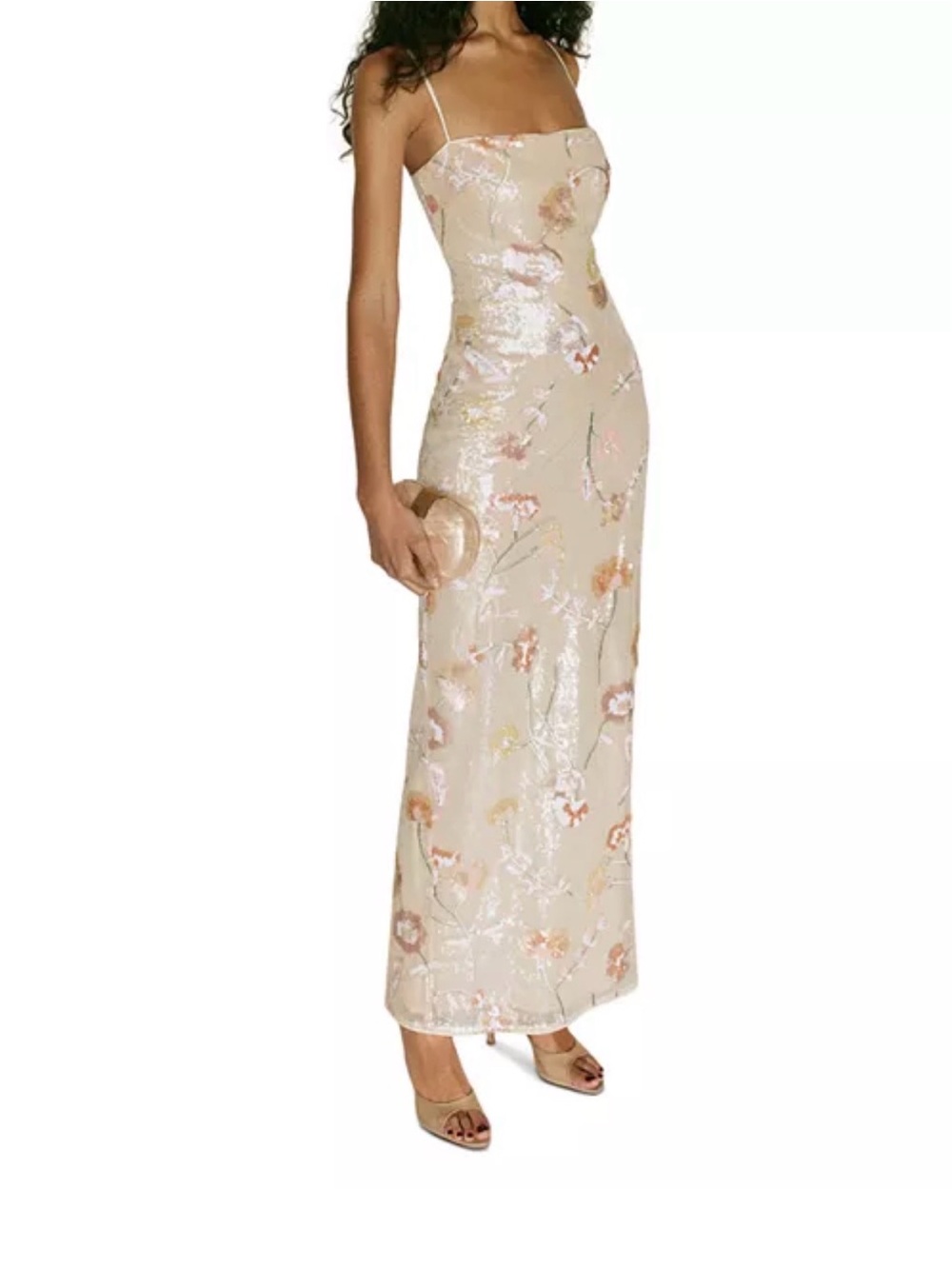 Reformation Floral Sequin Slip Dress